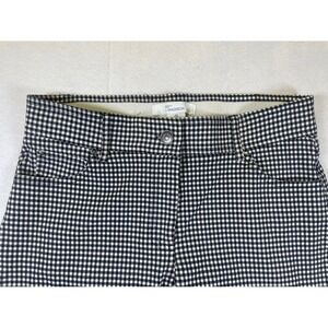 89th + Madison Womens Gingham Check Slim Leg Stretch Pants Black White Size 12